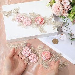 ポリエステル刺繡スパンコールコスチュームアクセサリー  ミシンクラフト装飾  花  サンゴ  290x101x1.5mm&nbsp;DIY-WH20025-017B