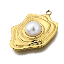 プラスチックパールペンダント  304ステンレス鋼  ナゲット  28x19.5x6.5mm  穴：1.8mm&nbsp;LS-STAS-Q360-03M-G