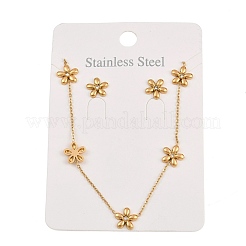 Flower 304 Stainless Steel Rhinestone Necklaces & Stud Earrings Sets for Women&nbsp;SJEW-K003-02G