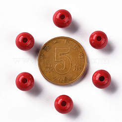 不透明なアクリルビーズ  ラウンド  ファイヤーブリック  8x7mm  穴：2mm&nbsp;X-MACR-S370-C8mm-A14