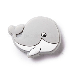 シリコーン焦点ビーズ  クジラ  ライトグレー  21.5x30x9.5mm  穴：2mm&nbsp;SIL-E003-03B