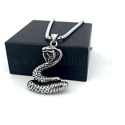 Vintage Viking Style 304 Stainless Steel Snake Pendant Necklaces for Men&nbsp;XF8580