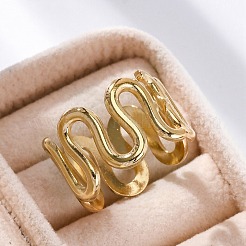 Wave 304 Stainless Steel Finger Rings for Women&nbsp;X-RJEW-F174-06G