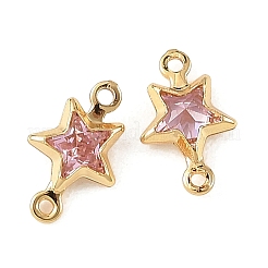 SHEGRACE Brass Pave Cubic Zirconia Star Connector Charms&nbsp;XGRQ2O351-441B-G