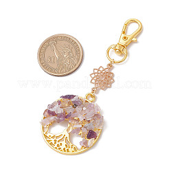 Chakra Natural & Synthetic Gemstone Chips Beads & Alloy Tree of Life Pendant Decorations&nbsp;HJEW-JM03129