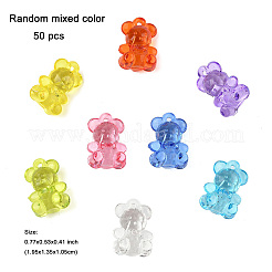50個透明アクリルパーツ  多面カット  クマ  ミックスカラー  19.5x13.5x10.5mm  穴：1.5mm&nbsp;TACR-FP0001-08