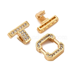 Brass Micro Pave Clear Cubic Zirconia Fold Over Clasps&nbsp;KK-P291-12G