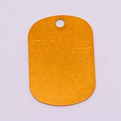 アルミ製ペンダント  空白タグのスタンプ  長方形  オレンジ  38x25.5x0.5mm  穴：3.5mm&nbsp;LS-ALUM-CJC0001-02I