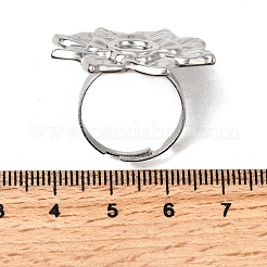 調整可能な304ステンレス鋼オープンカフリング部品  ベゼルカップリングのセッティング  花  変色しない  ステンレス鋼色  トレイ：6mm  内径：18mm  花：27.5x28.5mm&nbsp;STAS-P403-01B-P