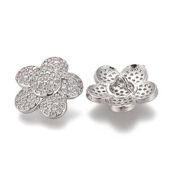 Brass Micro Pave Clear Cubic Zirconia Shank Buttons&nbsp;KK-H738-06P