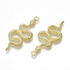 ラックメッキ合金ペンダント  カドミウムフリー＆鉛フリー  ヘビ  ライトゴールド  42x19x3mm  穴：2mm&nbsp;X-PALLOY-S132-159-RS