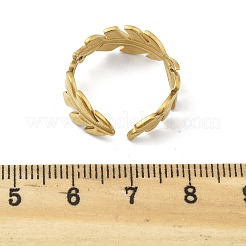 リーフ 304 ステンレススチール オープンカフリング 女性用  ゴールドカラー  調整可能  8mm&nbsp;RJEW-M019-36G