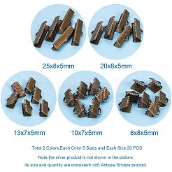 アイロンリボンカシメエンドパーツクランプ  ミックスカラー  20x8x5mm  穴：2mm&nbsp;IFIN-PH0023-33