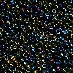 Fgb 8/0グレードAラウンドガラスシードビーズ  メタリックカラーアイリス  ティール  8/0  3x2mm  穴：1mm  約10000個/袋&nbsp;SEED-Q008-3mm-F605