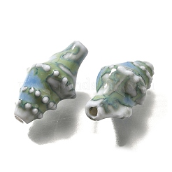 手作りの陶器ビーズ  巻き貝  アクア  20x10.5x10mm  穴：1.8mm&nbsp;PORC-H013-03-19