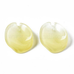 ツートンスプレー塗装ガラスペンダント  花びら  シャンパンイエロー  20~21x18~19x7~8mm  穴：1mm&nbsp;GLAA-N042-003-D01
