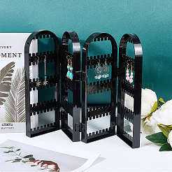 PS Plastic Earring Display Folding Screen Stands with 4 Folding Panels&nbsp;ODIS-WH0043-142A-01