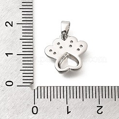 真鍮クリアキュービックジルコニアチャーム  足のプリントのチャーム  長持ちメッキ  プラチナ  13x13.5x3.5mm  穴：5x3mm&nbsp;KK-B187-09P