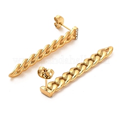 Ion Plating(IP) 304 Stainless Steel Curb Chains Shape Stud Earrings&nbsp;LS-EJEW-D101-01G