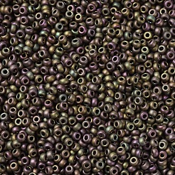 MIYUKIラウンドロカイユビーズ  日本製シードビーズ  11/0  （rr2035)マットメタリックカーキアイリス  11/0  2x1.3mm  穴：0.8mm  約1100PCS /ボトル  10 G /ボトル&nbsp;SEED-JP0008-RR2035