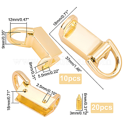 合金パッケージ留め具5セット  鉄ネジ付き  DIYアクセサリー用  ライトゴールド  3.7x1.8x1.8cm  穴：2.5mm&nbsp;PURS-WR0001-08