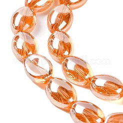 電気メッキガラスビーズセット  コー​​ヒー豆  オレンジ  10.5~11x8x5mm  穴：1mm  約60個/連  25.20''（64センチメートル）&nbsp;EGLA-B005-01A-PL01