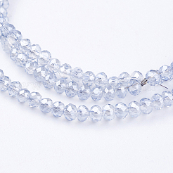 電気メッキガラスビーズセット  フル虹メッキ  多面カット  ロンデル  ホワイトスモーク  3x2mm  穴：1mm  約130~140個/連  31~32cm&nbsp;EGLA-J025-F19
