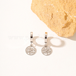 ファッショナブルなクラシッククローバー201ステンレススチールフープピアス  銀  29x12mm&nbsp;DA0122