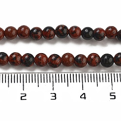 ラウンド天然なマホガニーオブシディアンビーズ連売り  4~4.5mm  穴：1mm  約87~90個/連  15インチ&nbsp;G-N0120-20-4mm