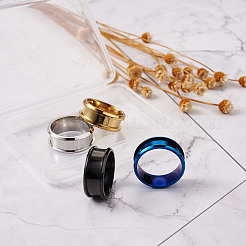 4 Colors Stainless Steel Grooved Finger Ring Settings&nbsp;STAS-TA0001-26A