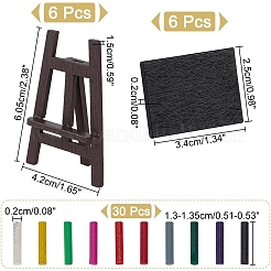 ミニ木製イーゼル＆黒板＆チョークセット  ドールハウスアクセサリー用  ブラック  34x25x2mm&nbsp;ODIS-NB0001-40