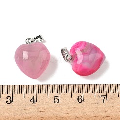 天然染め＆加熱瑪瑙ペンダント  プラチナブラスループ付き  ハート  18~19x15~15.5x7~10mm  穴：6x2.5~3mm&nbsp;G-I311-A34