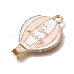 エナメルペンダントと合金  熱気球チャーム  ゴールドカラー  ホワイト  26x17x1mm  穴：2mm&nbsp;X-AL-CBA91FD-01B