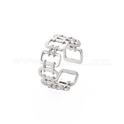 変色しない304ステンレススチールオープン長方形カフリング女性用  ステンレス鋼色  usサイズ8（18.1mm）&nbsp;RJEW-S405-237P