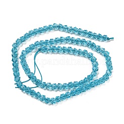 電気メッキガラスビーズセット  パール光沢メッキ  多面カット  スター  シアン  3x4x4mm  穴：1mm  約98個/連  12.60''（32センチメートル）&nbsp;GLAA-Q105-02W