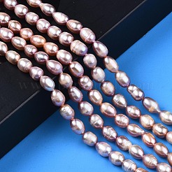 天然養殖淡水パールビーズ連売り  ライス  プラム  7.5~11x6~7.5mm  穴：0.8mm  約37~43個/連  14.06インチ〜14.29インチ（35.7cm〜43cm）&nbsp;PEAR-N012-06A