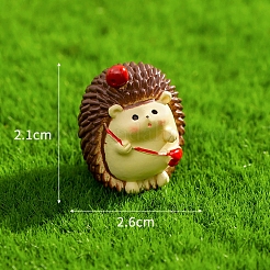 かわいい樹脂製ハリネズミのミニチュアオーナメント  マイクロランドスケープホームドールハウスアクセサリー  小道具の装飾のふりをする  ココナッツブラウン  26x21mm&nbsp;PW-WG5E9A1-02