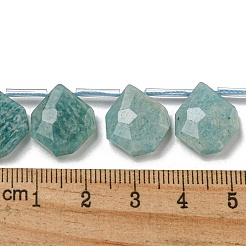 天然石アマゾナイトビーズ連売り  トップ掘削  ティアドロップ  多面カット  15x13x5mm  穴：0.8mm  約24個/連  33~37cm&nbsp;G-P544-C07-01