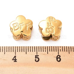 304ステンレススチールヨーロピアンビーズ  大穴ビーズ  単語bffの花  ゴールドカラー  11x6.5mm  穴：4mm&nbsp;STAS-S147-02B