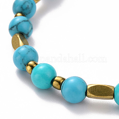 5Pcs 5 Style Synthetic Turquoise(Dyed) & Hematite & Glass Sead Beads Stretch Bracelets Set&nbsp;BJEW-JB07670-03