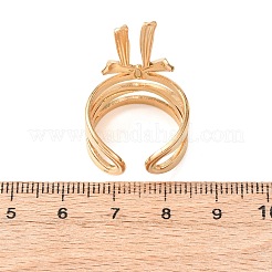 304ステンレススチールカフオープンリング  蝶結び  鉛フリー＆カドミウムフリー＆ニッケルフリー  ゴールドカラー  33mm  18mm&nbsp;RJEW-H266-05A-G