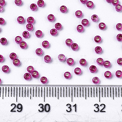 ガラスシードビーズ  機械刺繍に適合  銀並ぶ  ラウンド  赤ミディアム紫  2.5x1.5mm  穴：1mm  約444個/10g&nbsp;X1-SEED-S042-04A-03