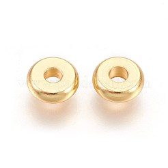 304ステンレススチールスペーサービーズ  フラットラウンド  24KGP本金メッキ  6x2mm  穴：1.8mm&nbsp;X-STAS-E454-48G