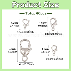 40Pcs 4 Styles Zinc Alloy Lobster Claw Clasps&nbsp;FIND-YW0012-93