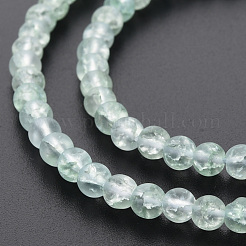 クラックガラスビーズ連売り  染め＆加熱  艶消し  ラウンド  薄緑  4mm  穴：0.8mm  約98~100個/連  15.35インチ（39cm）&nbsp;X-GLAA-S192-D-006E