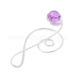ドローベンチ透明ガラス銅線巻き大きなペンダント  音符チャーム  ミックスカラー  53~55x24~25x8mm  穴：12x6mm&nbsp;PALLOY-JF03212