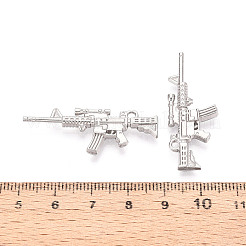 304ステンレスペンダント  狙撃銃の形状  ステンレス鋼色  14.5x38x4mm  穴：1.8mm&nbsp;STAS-N114-67P