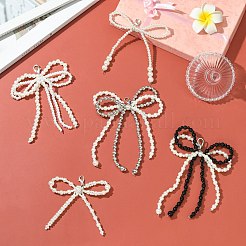 5Pcs 5 Styles Bowknot Plastic Imitation Pearl Shoe Charms&nbsp;AJEW-CJ0001-64