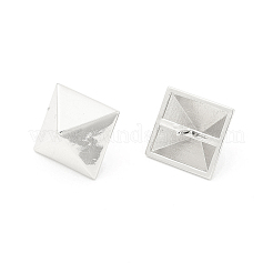 女性用真鍮ピラミッドスタッドピアス  カドミウムフリー＆鉛フリー  プラチナ  14.5x14.5mm  ピン：0.9mm&nbsp;EJEW-P213-17P