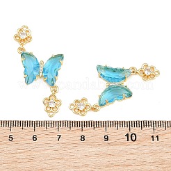 Brass Micro Pave Cubic Zirconia Connector Charms&nbsp;CU-CBACDF6-01G